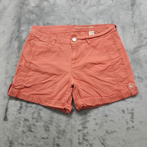 Dkny Pants - DKNY Shorts Womens Size 10 Orange Mid Rise Casual Roll Tab Hem Stretch Cotton